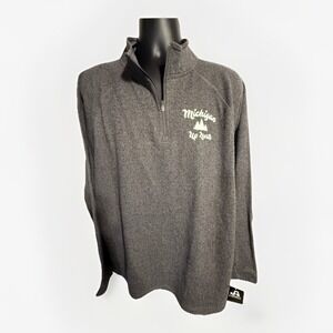 J American Sportswear Sweater Sweatshirt Size XXL Half‎ 1/2 Zip Gray Michigan UN